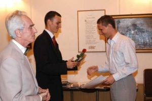 Handing of diplomas;  Juliusz Adamowski, Dariusz Adamowski, Maciej Pabich.  Photo: Maciej Szwed
